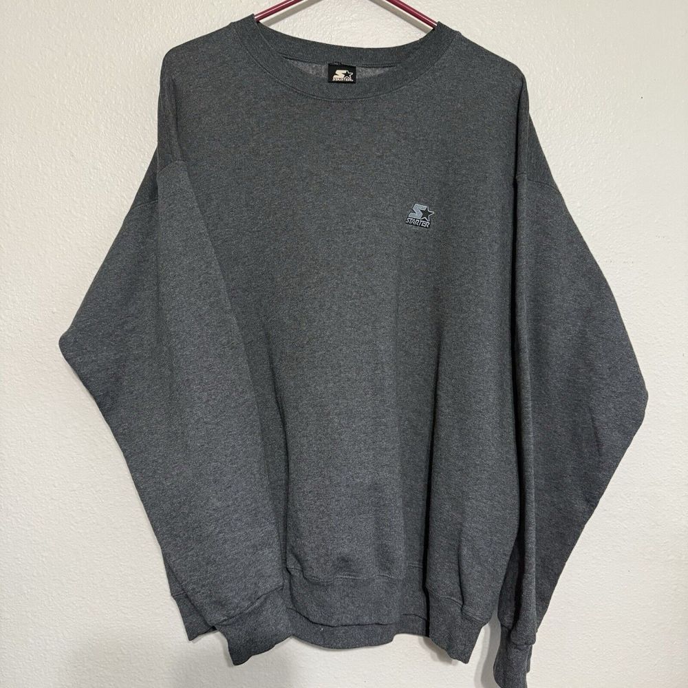 Vintage Starter Pullover Crewneck Sweatshirt Men's Size Large Blank Gray